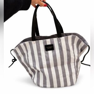 Victoria's Secret Gray and White Striped Tote